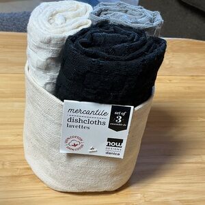 Mercantile set of 3 dishcloths in canvas pouch